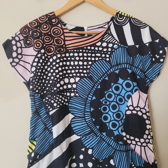 Marimekko Women's Gili Short Sleeve Mini Dress Boxy Floral Print Size 34 XS - Picture 4 of 9